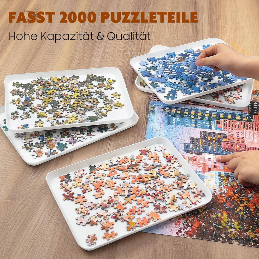 Nariolar 21,0 x 29,2 cm Stapelbare Puzzle Sortierschalen, 6 Weisse Puzzle Sortierer für bis zu 1000/