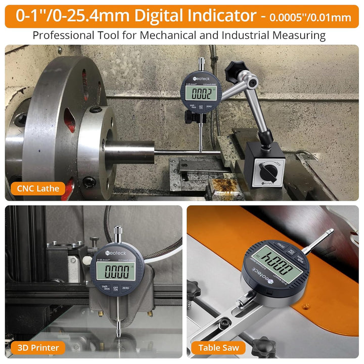 Neoteck Digitale Messuhr 0.01/0.0005'' Digital Messuhr Messtaster 0-25.4mm/1'' Digital Dial Indicato