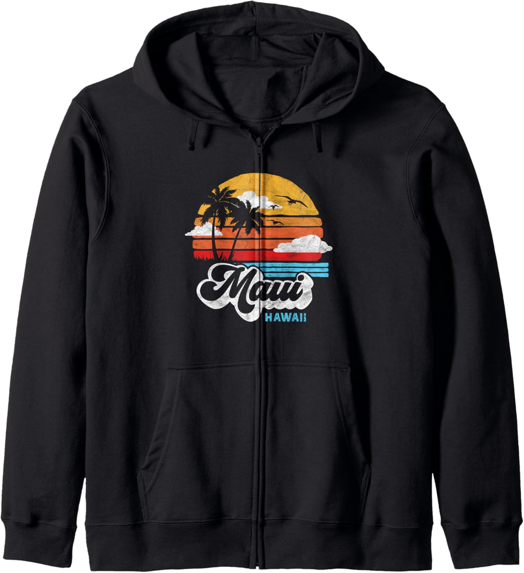 Maui Beach Hawaii Vintage Surf Throwback 80s Graphic Kapuzenjacke