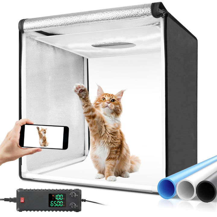 40x40x40 Zoll zweifarbige LED Fotobox, dimmbar mit hohem Farbwiedergabeindex CRI>98, Fotostudiozelt