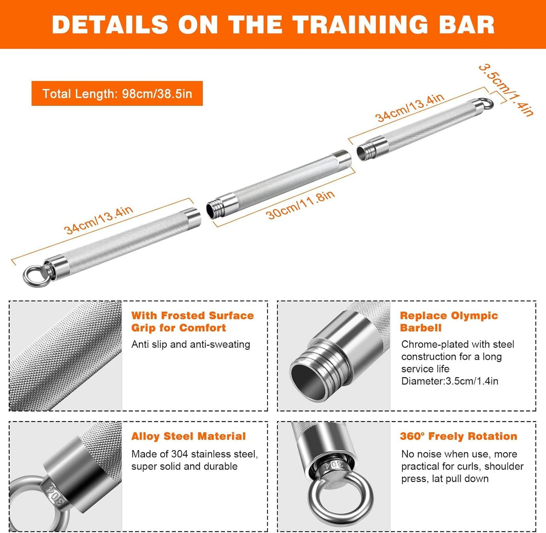 DASKING Fitnessbänder Widerstandsbänder Stange, Fitnessgeräte für Zuhause, 75cm/90cm/98cm Abnehmbare