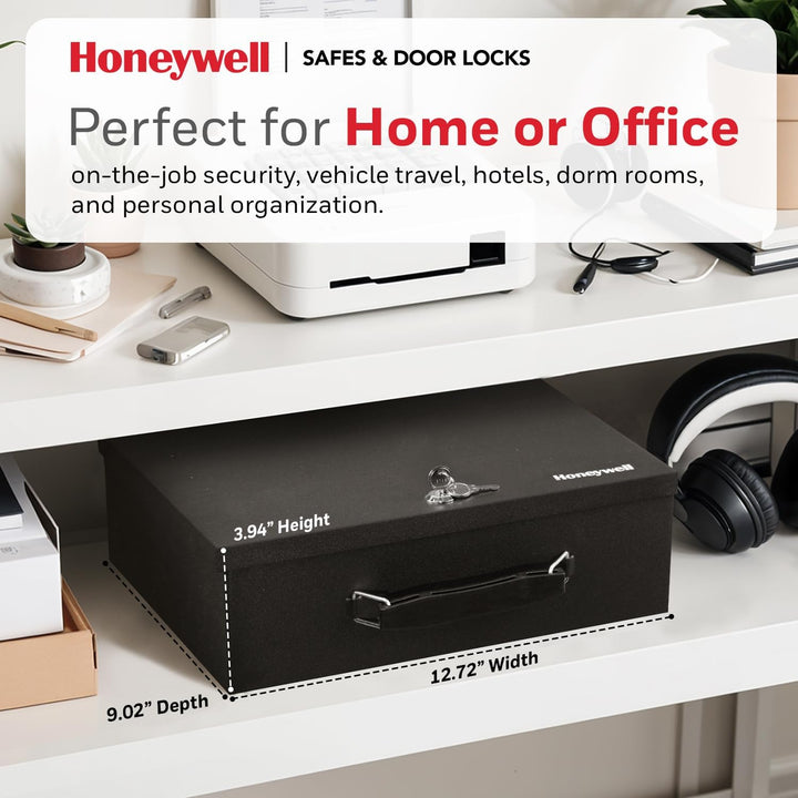 Honeywell 6104 Tresor Feuerhemmender Minisafe Dokumentenkassette, 5 L mit Schlüsselschloss