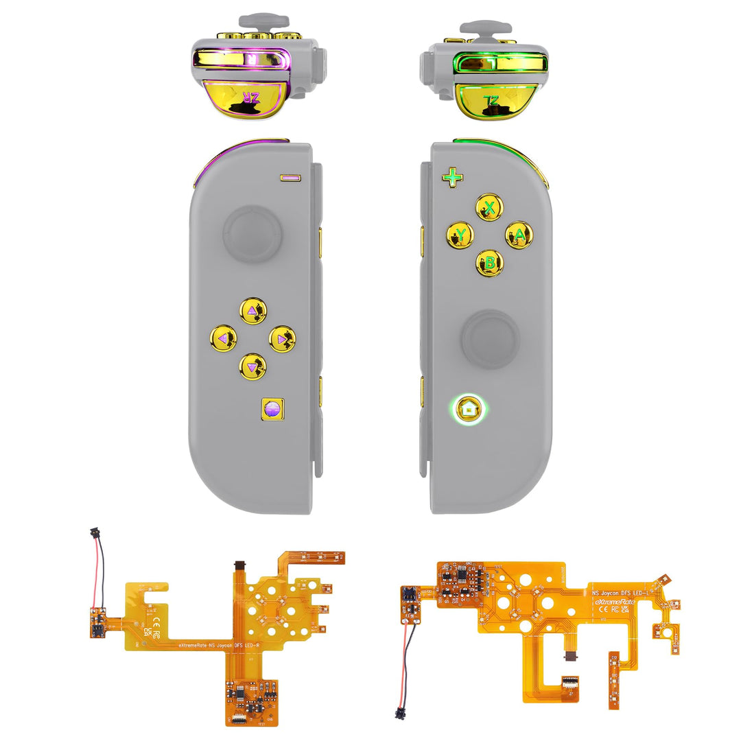 eXtremeRate LED Tasten für NS Switch Joycon,7 Farbe 9 Modi Leuchttaste ABXY Knöpfe Trigger Tasten Be