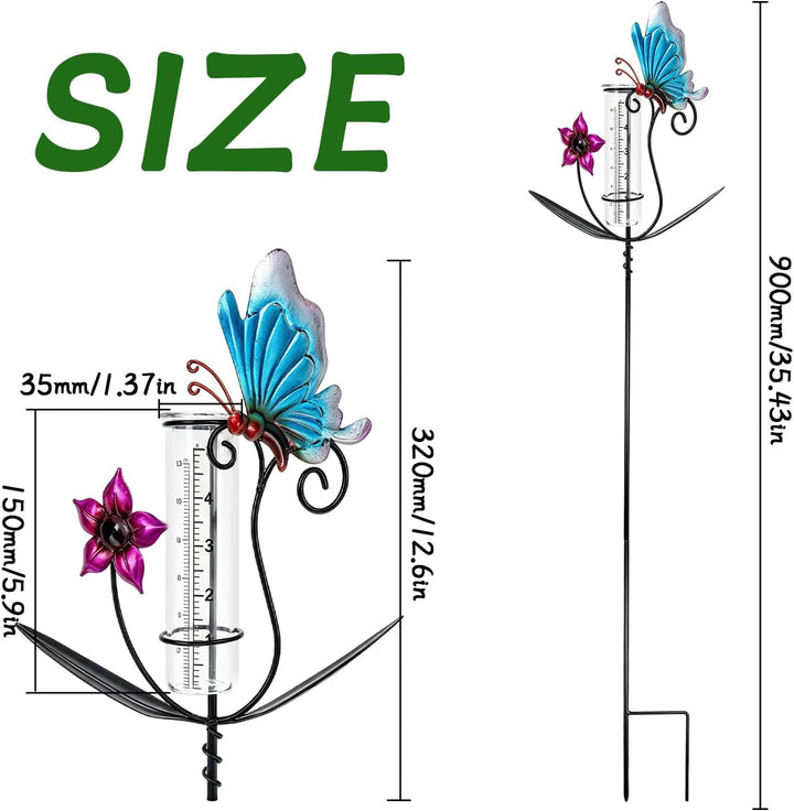 Regenmesser Glas 12cm/5in, Regenmesser für Garten und Rasen B, B