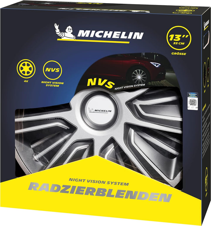 MICHELIN Radkappen 13 Zoll Universal Radzierblenden Louise 4er Set Fürs Auto ABS Kunststoff | Schwar