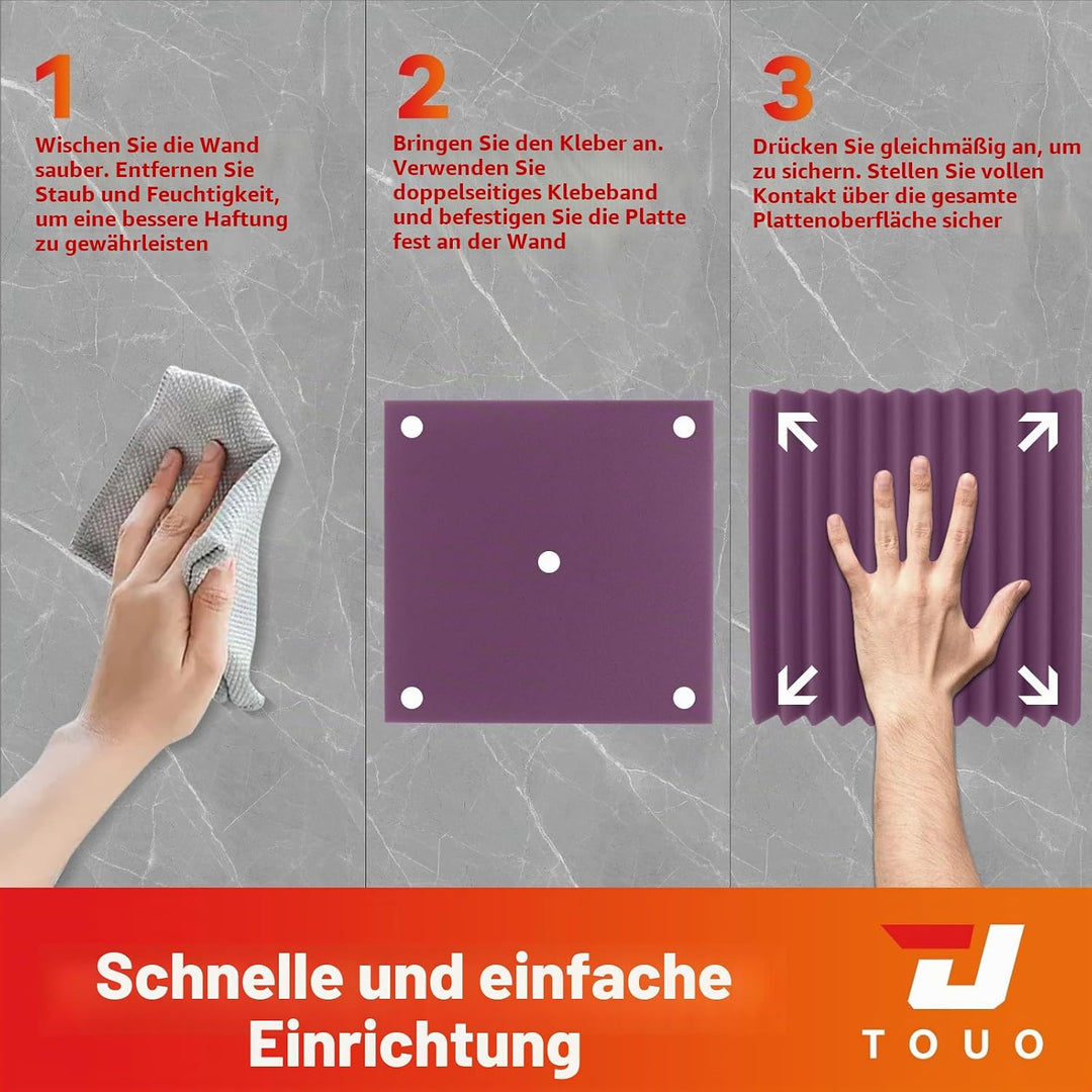 Akustikplatten, schalldichte Schaumstoffplatten für die Wand, 30,5 x 30,5 x 2,5 cm, schwer entflammb