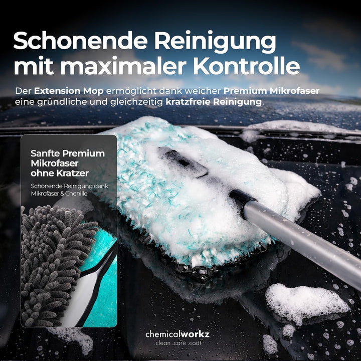 Chemicalworkz Microfiber Extension Mop | Ausziehbare Autowaschbürste mit Teleskopstiel bis 120 cm |
