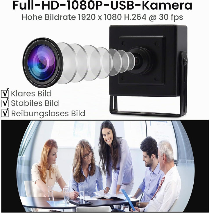 Svpro Min USB Kamera 1920x1080 HD USB Webcam 180 Grad Fisheye Webkamera 2MP mit IMX323 Sensor Schwac