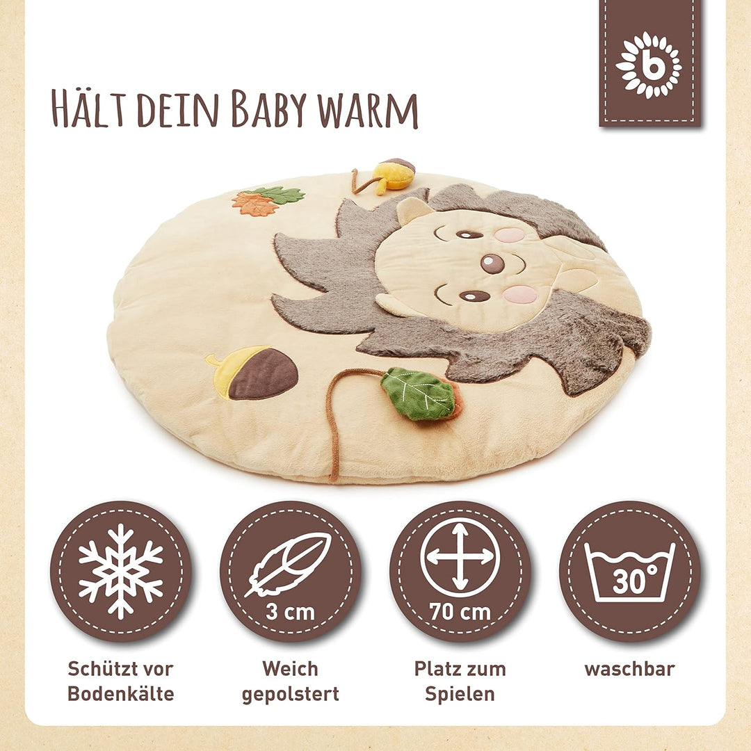 Bieco Baby Krabbeldecke Ø 70 cm | Igel Motiv Activity Decke Baby | Krabbeldecke für Baby | Geeignet