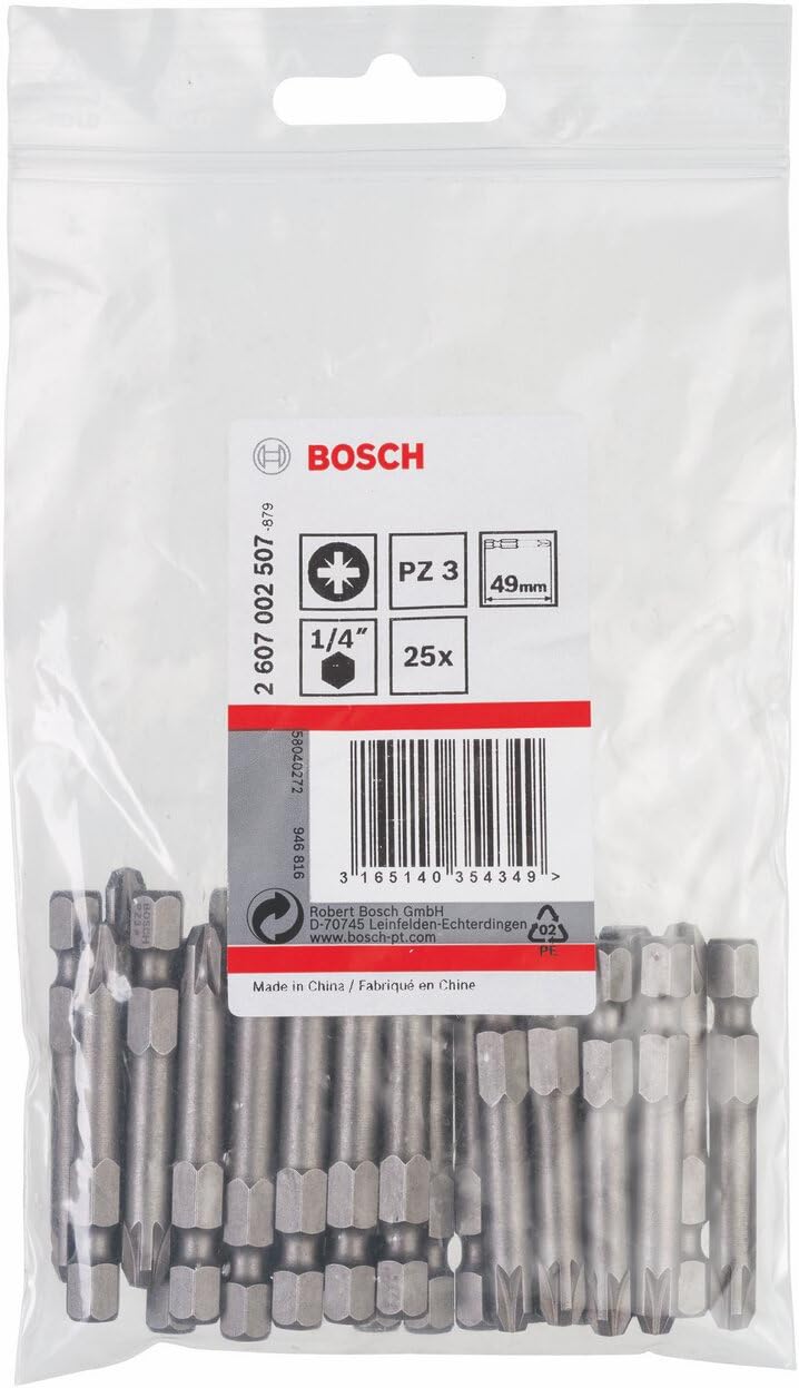 Bosch Professional Bit Extra-Hart für Pozidriv-Kreuzschlitzschrauben (PZ3, Länge: 49 mm, 25 Stück) 4