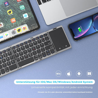 seenda Faltbare Bluetooth Tastatur mit Touchpad für Multi Gerät Wiederaufladbare Wireless Tastatur m