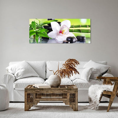 Panorama Bilder auf Leinwand 100x40cm Leinwandbild mit Rahmen blume orchidee Gross Wanddeko Bild Sch