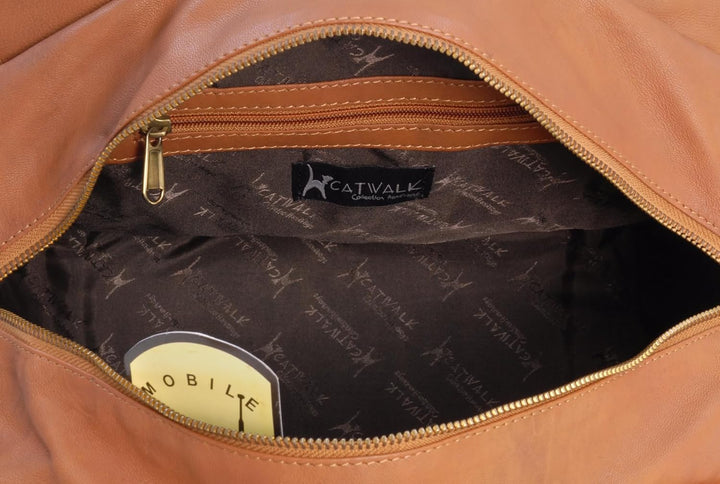 Catwalk Collection Handbags - Leder - Umhängetasche/Shopper/Tote - CAZ Hellbraun, Hellbraun