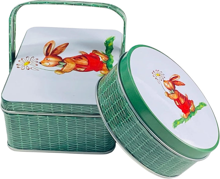 Set Hasenkorb - Dose, Bonbondose, Geschenkdose, Bonbondose, Osterdose, kleine Sammlerdosen - Masse: