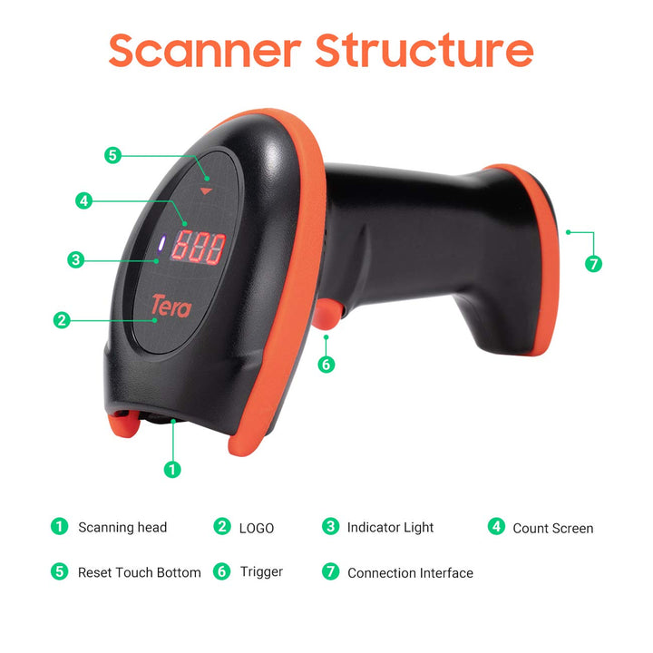 Tera Pro 3 in 1 Extreme Leistung Barcodescanner & Barcode-Scanner Bildsensor 2D 1D QR Wireless 2,4 G
