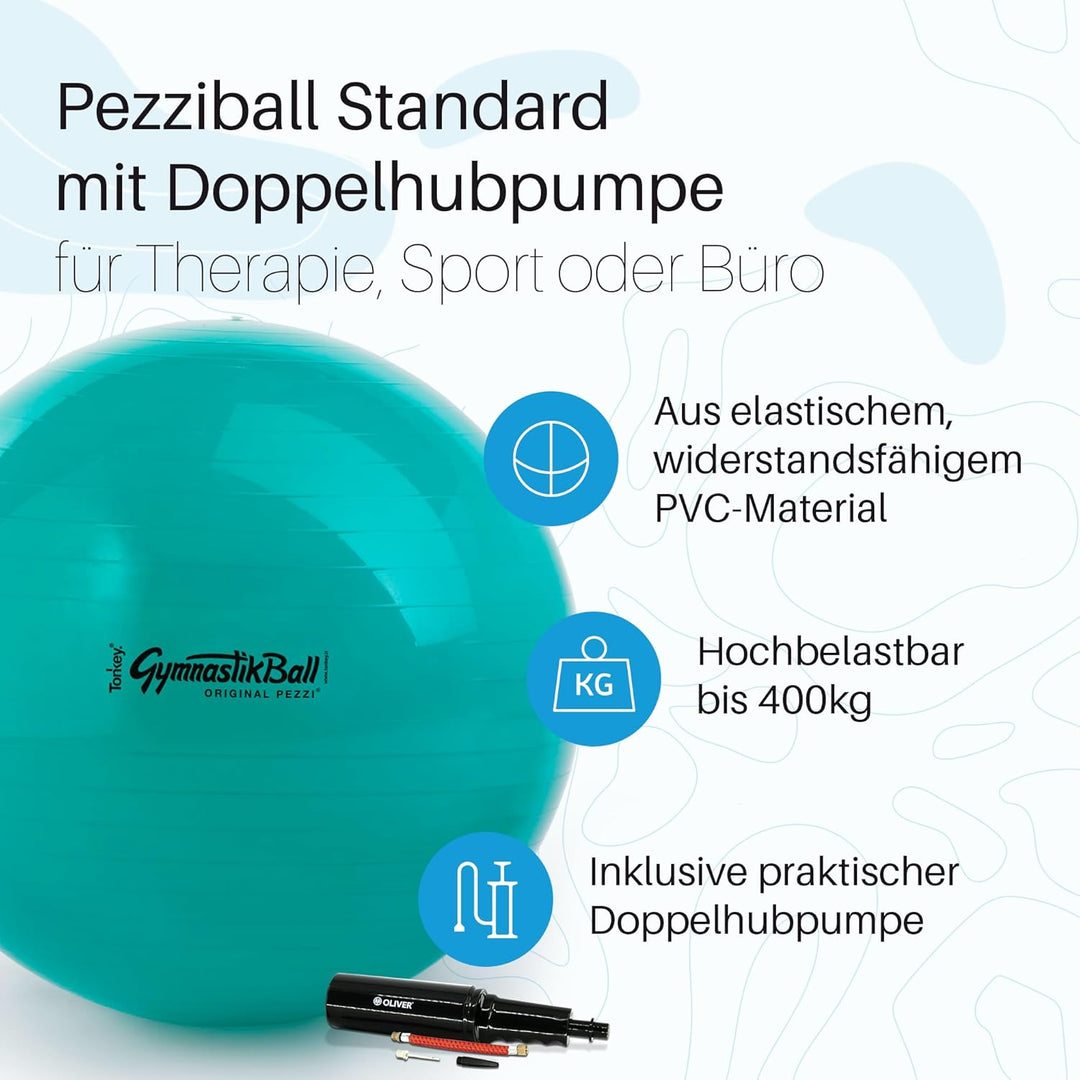 PEZZI Original Gymnastik Ball Plus Pumpe Sitz Therapie Pilates 65cm Apfelgrün, 65cm Apfelgrün