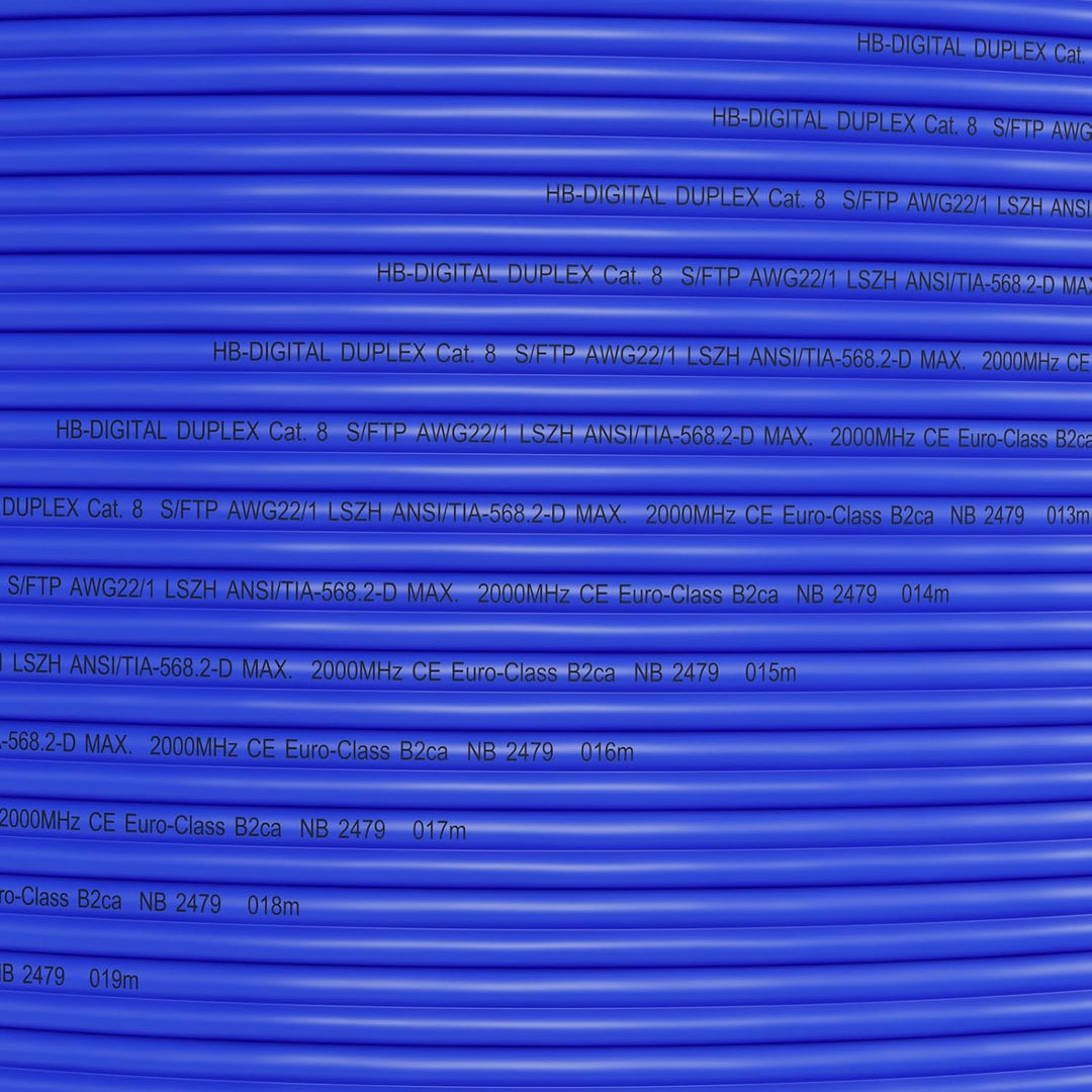 HB-DIGITAL 5m CAT 8 Netzwerkkabel LAN Kabel Verlegekabel Ethernet Installationskabel 40 Gbit/s AWG 2