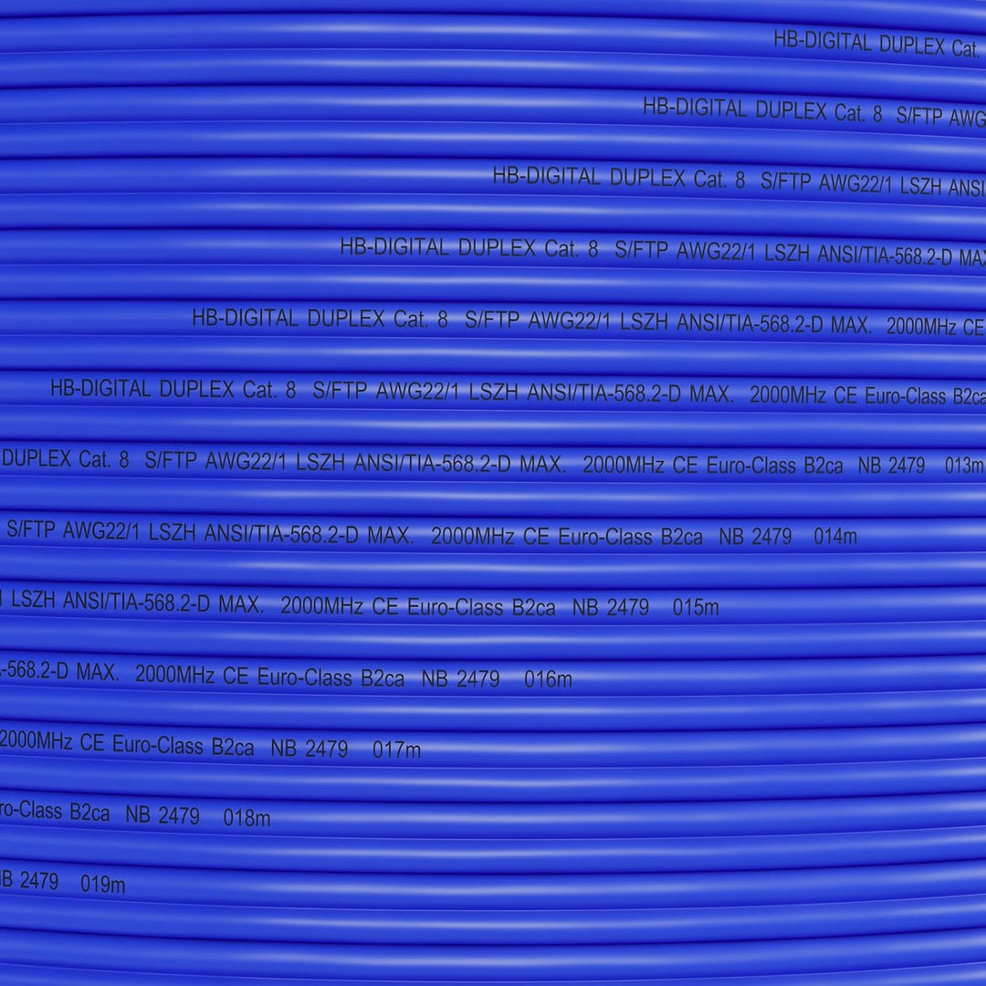 HB-DIGITAL 50m CAT 8 Netzwerkkabel LAN Kabel Verlegekabel Ethernet Installationskabel 40 Gbit/s AWG