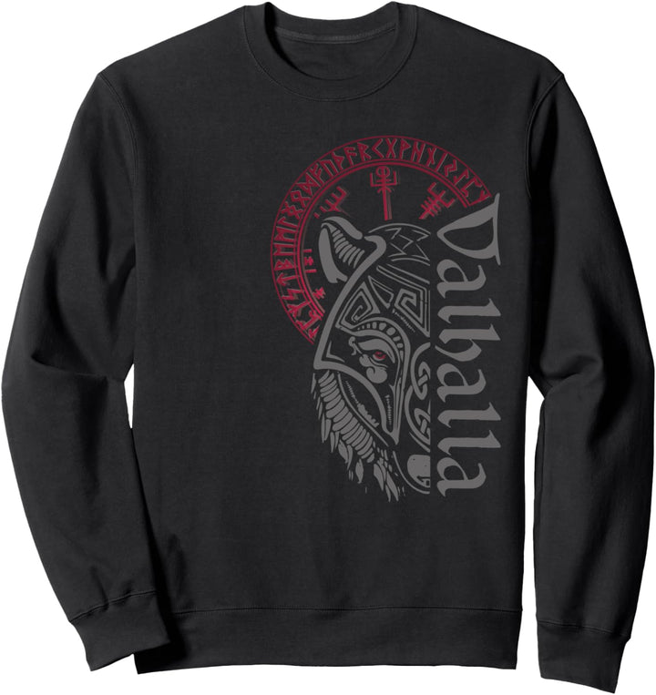 Walhalla Wolf Maske Odin Runen Nordischer Kompass Wikinger Sweatshirt