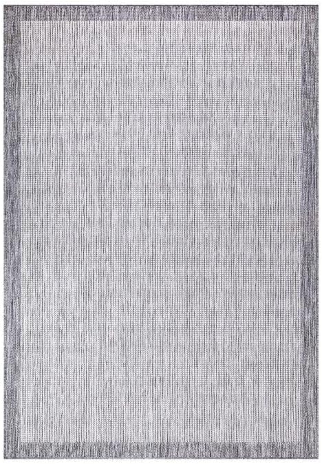 payé Outdoor Teppich Wetterfest - 200x290cm - Grau Weiss - Bordüre - Teppiche für Terrasse Balkon Ga