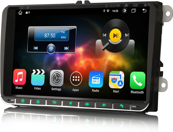 Erisin 8-Kern 4GB+64GB 9 Zoll Android 14 Autoradio mit Bluetooth GPS Navi für VW Touran Passact B7 T