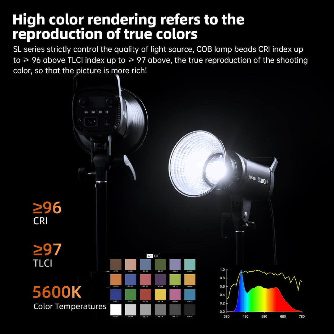 Godox SL100D 100W 5600K 100W Weiss Version LCD-Panel LED-Videolicht Dauerausgang Bowens Mount Studio