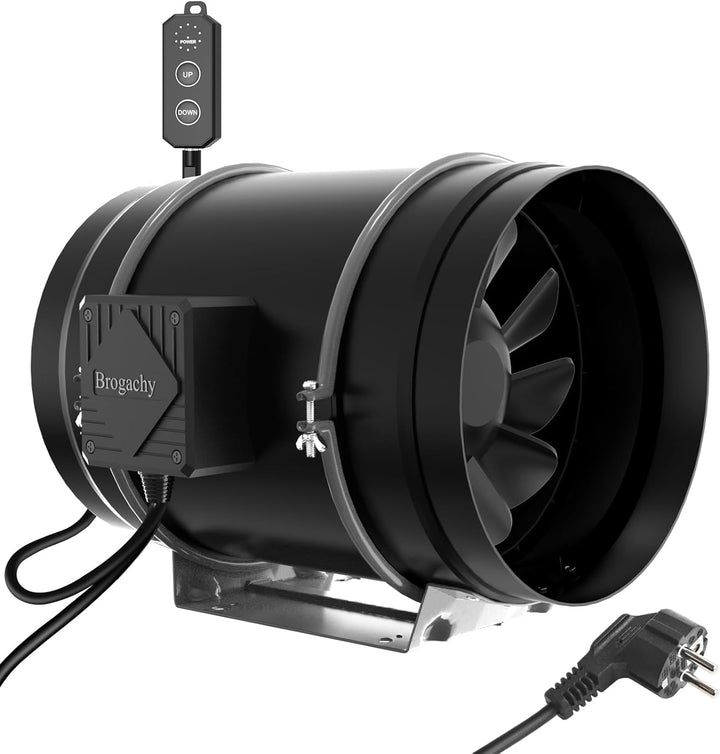 Brogachy 200mm Rohrventilator Regelbar PWM, 3000 RPM Abluftventilator Dreiphasig EC-Motor für Heizun