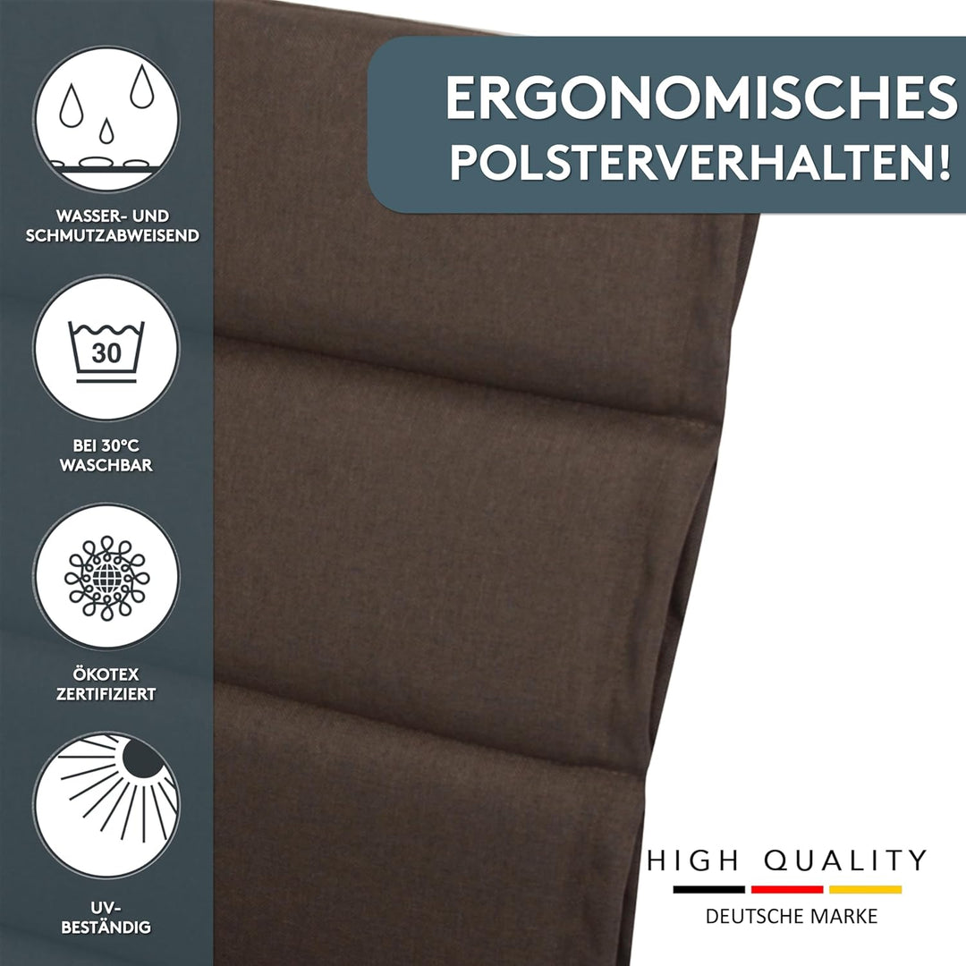 LILENO HOME Sonnenliege Auflage als [1er Set - Rollliege] in Braun - Gartenliegen Auflage perfekt fü
