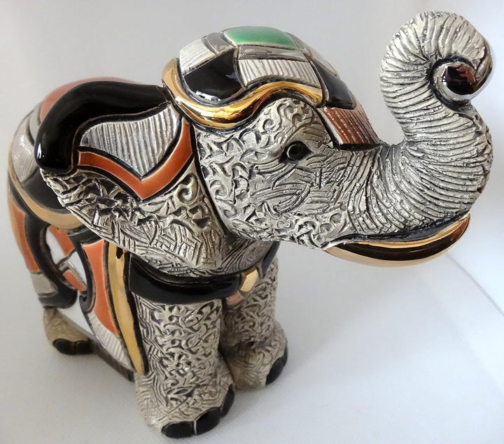 De Rosa Rinconada, Handbemalte Keramikskulptur, Asiatischer Elefant
