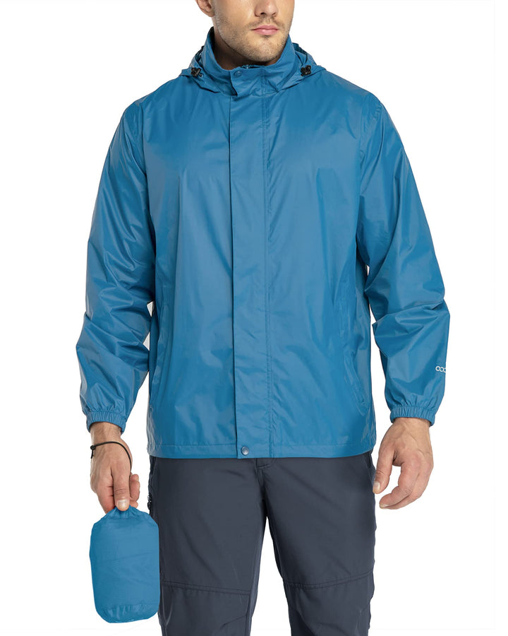 33,000ft Regenjacke Herren Leicht Wasserdicht Faltbare Regenmantel mit Kapuze Fahrrad Rain Windbreak