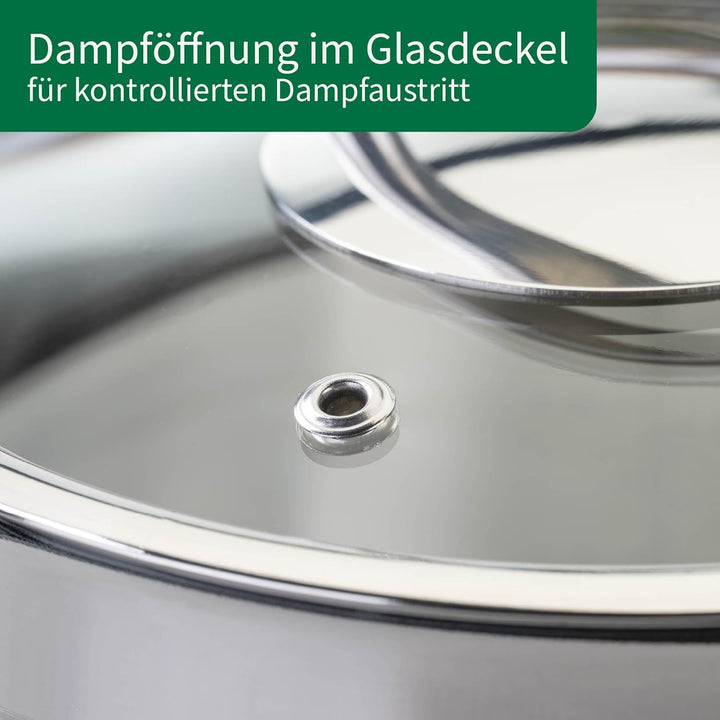 FACKELMANN Chefkoch Topf Ø16 cm München aus Edelstahl – Hochwertiger Kochtopf Ausschüttfunktion – Fü