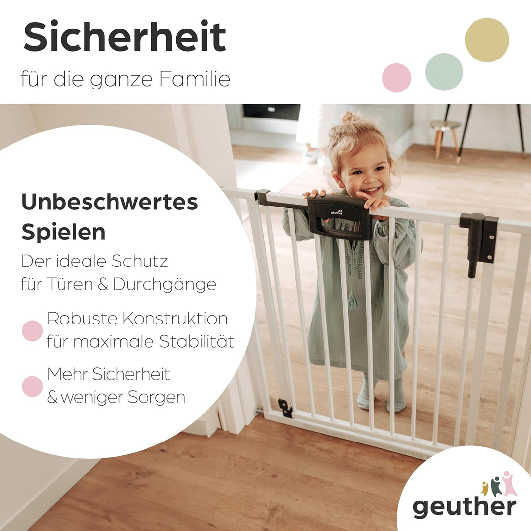 Geuther Türschutzgitter Easylock Plus | Treppenschutzgitter ohne Bohren Breite 160,5-168,5 cm | Türg