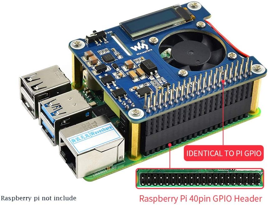 Power Over Ethernet HAT (B) for Raspberry Pi 3B+/4B,802.3af Compliant Power Over Ethernet Accessory