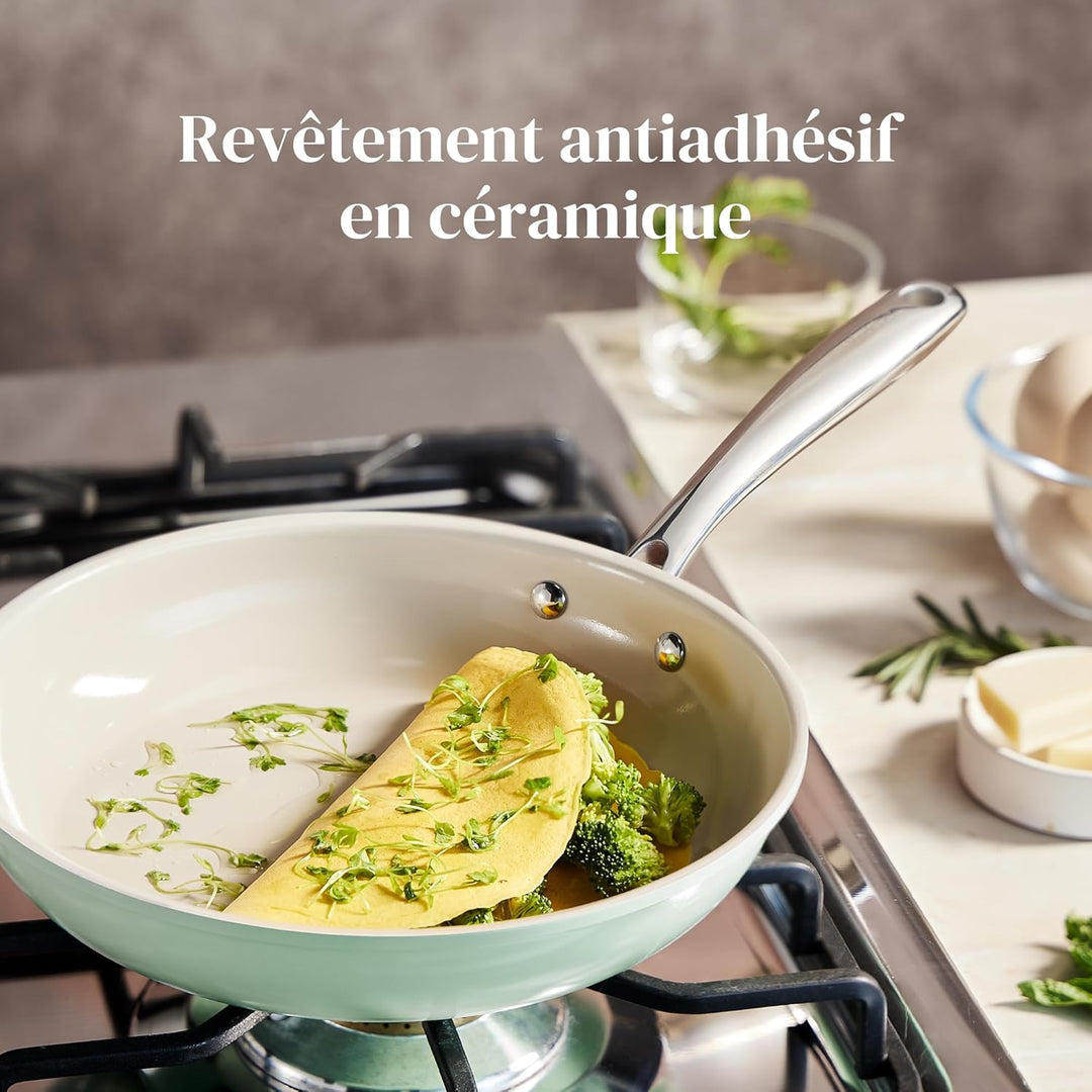 Redchef Keramik Pfanne Induktion 28cm, Antihaft Keramikbeschichtung Bratpfannen mit Edelstahlgriff,