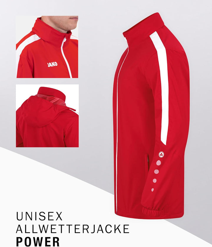 JAKO Power Allwetterjacke Herren S Rot, S Rot