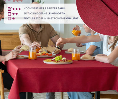 BEAUTEX fleckenabweisende und bügelfreie Tischdecke - Tischtuch mit Lotuseffekt - Tischwäsche in Lei