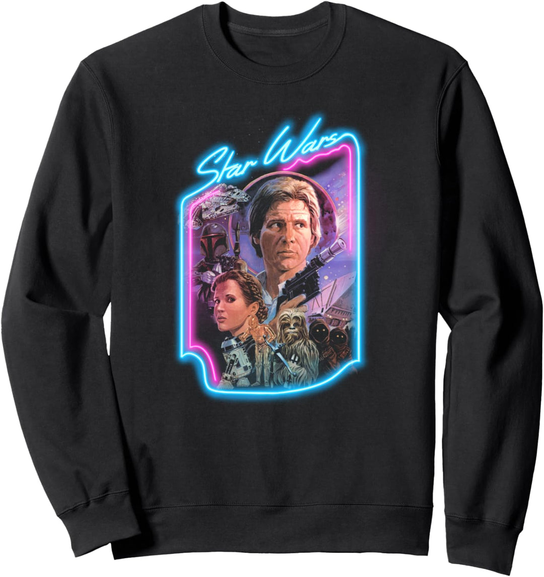 Star Wars Group Shot Han Neon Retro Portrait Sweatshirt