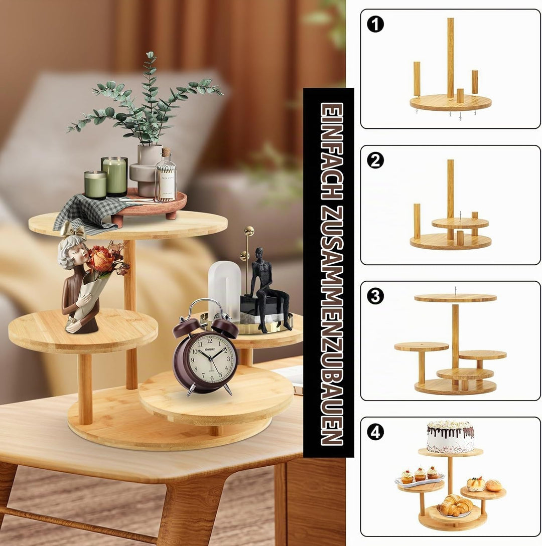 4 Etagen Kuchen und Cupcake Ständer aus Holz, Tortenständer Holz, Desserts Gebäck Display, für Desse