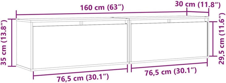 vidaXL 2X Massivholz Kiefer Wandschrank Hängeschrank TV Schrank Fernsehschrank Lowboard Fernsehtisch