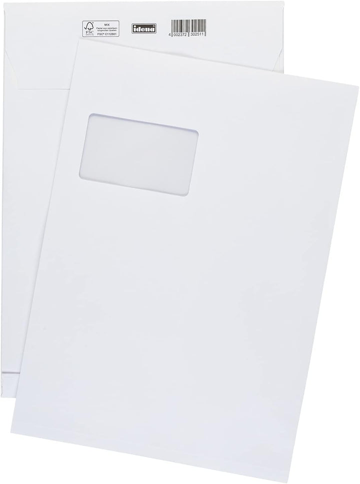 Idena 10251 - Versandtaschen DIN C4, 100 Stück haftklebend, Faltentaschen mit 2 cm Bodenfalte, Umsch