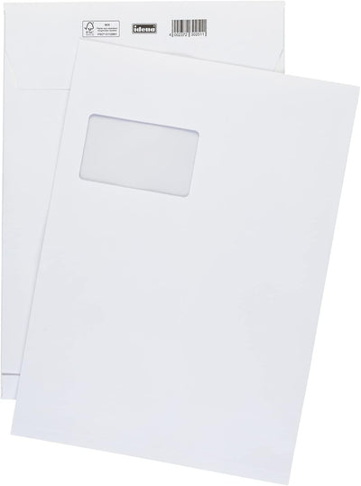 Idena 10251 - Versandtaschen DIN C4, 100 Stück haftklebend, Faltentaschen mit 2 cm Bodenfalte, Umsch