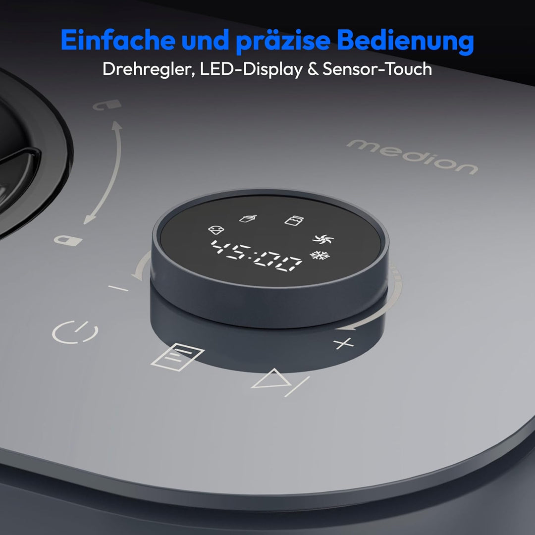 MEDION Eismaschine, Kapazität für 1 L Eis, kein Vorkühlen notwendig, LED-Display mit Sensor-Touch, e