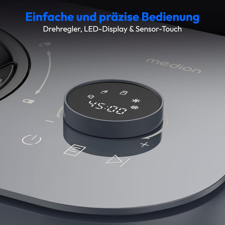 MEDION Eismaschine, Kapazität für 1 L Eis, kein Vorkühlen notwendig, LED-Display mit Sensor-Touch, e
