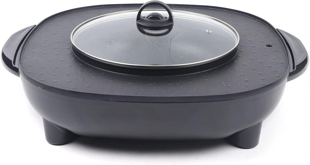2 In 1 Hotpot und Grill,Multifunktions Hot Pot Und Bbq Tischgrill,Non Stick Rauchloser Temperatur Ei