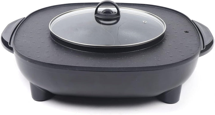 2 In 1 Hotpot und Grill,Multifunktions Hot Pot Und Bbq Tischgrill,Non Stick Rauchloser Temperatur Ei