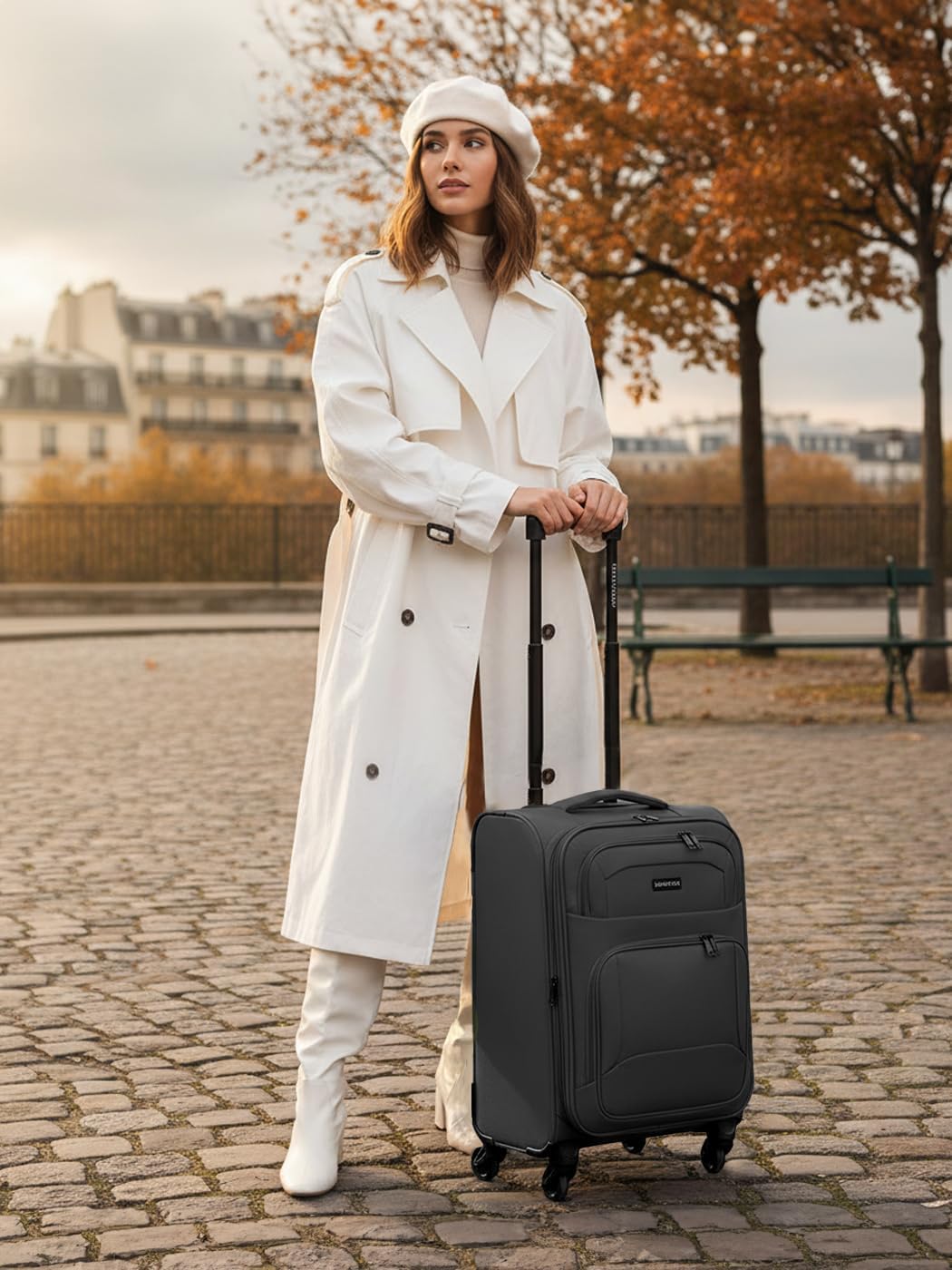 SMARTBOX Weichgepäck Kabinen-Koffer für Damen & Herren | Kleiner Cabin-Trolley 36 x 23 x 57 cm | 4 R