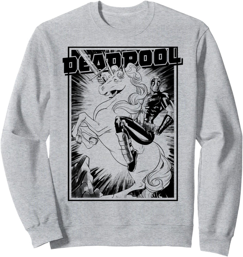 Marvel Deadpool Transparent Comic Unicorn Mount Sweatshirt