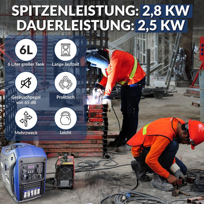 NTG Inverter Stromerzeuger | 2800 W | leise nur 65 dB(A) | 2 x USB Port | 5l Tankvolumen l 4-Takt Mo