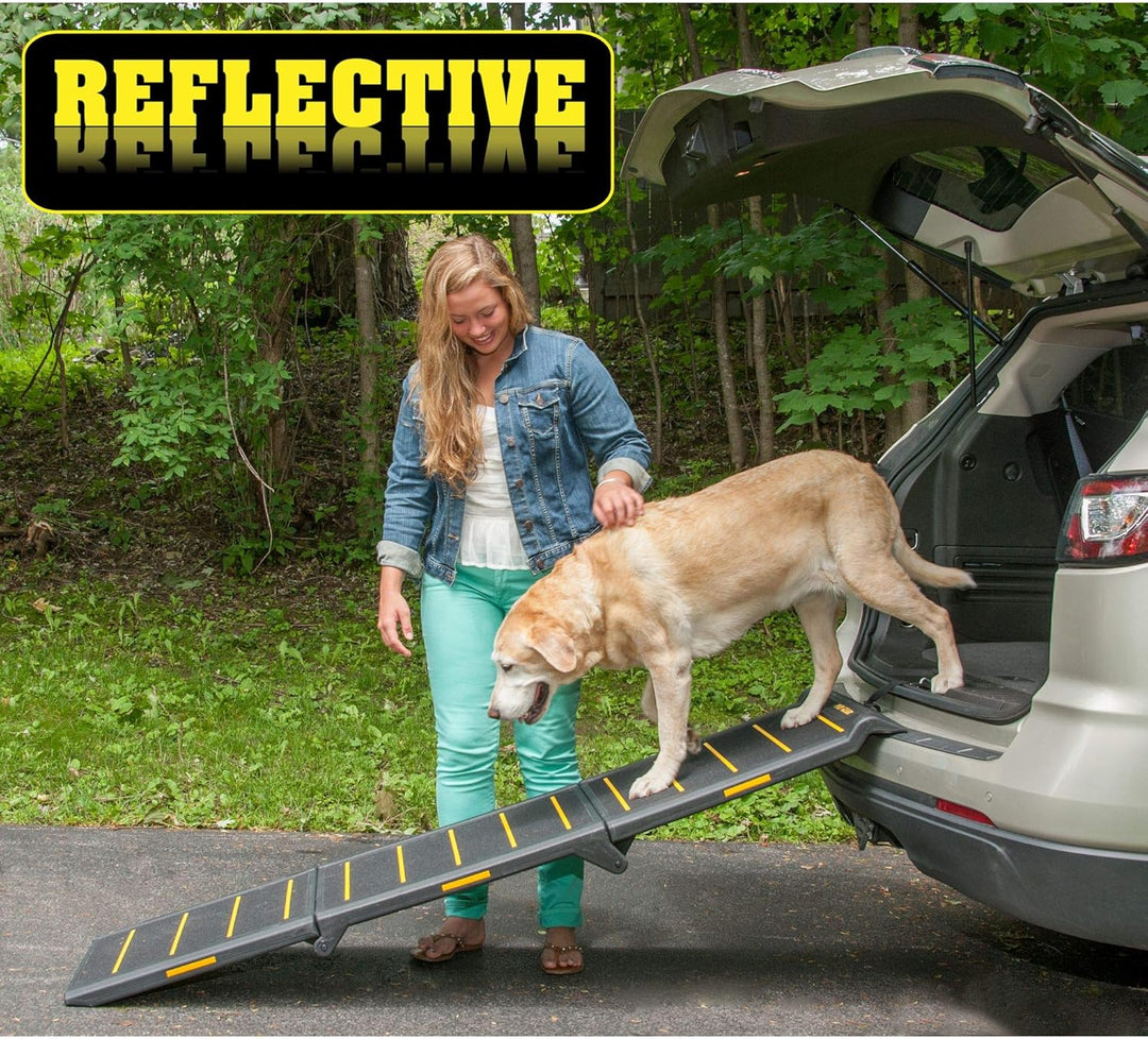 Pet Gear PG9300RF Travel Lite dreifach faltbare reflektierende Rampe, schwarz/gelb, X-Gross Black/Ye