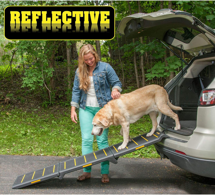 Pet Gear PG9300RF Travel Lite dreifach faltbare reflektierende Rampe, schwarz/gelb, X-Gross Black/Ye